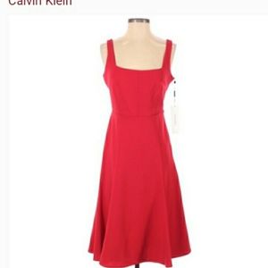 Calvin Klein Open U-Neck Flutter Dress